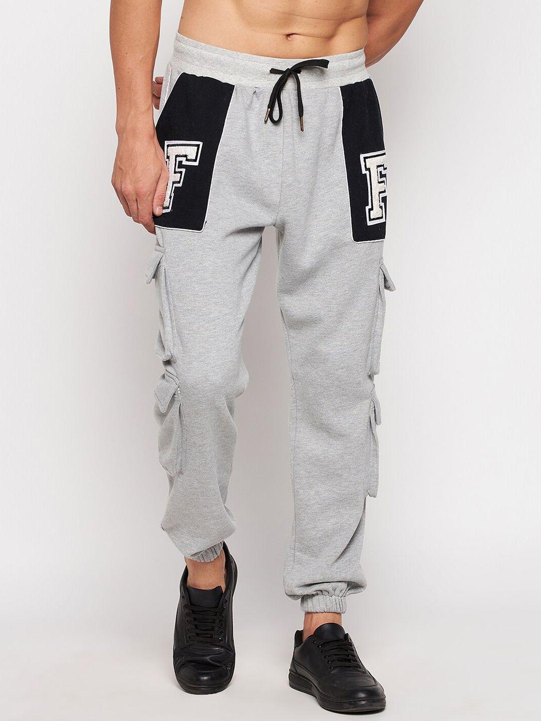 fugazee men grey solid pure cotton relaxed-fit jogger