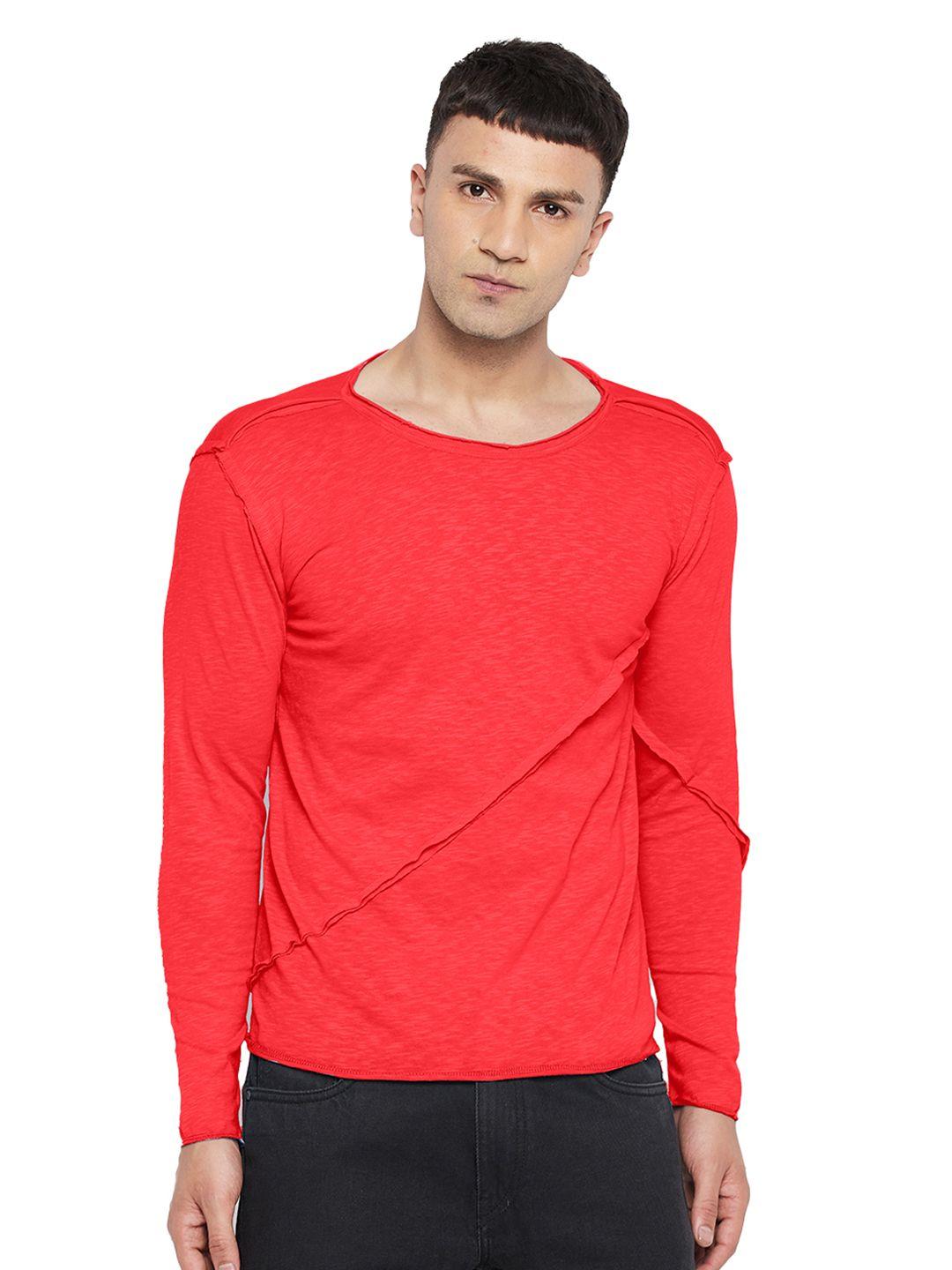 fugazee men red slim fit pure cotton t-shirt