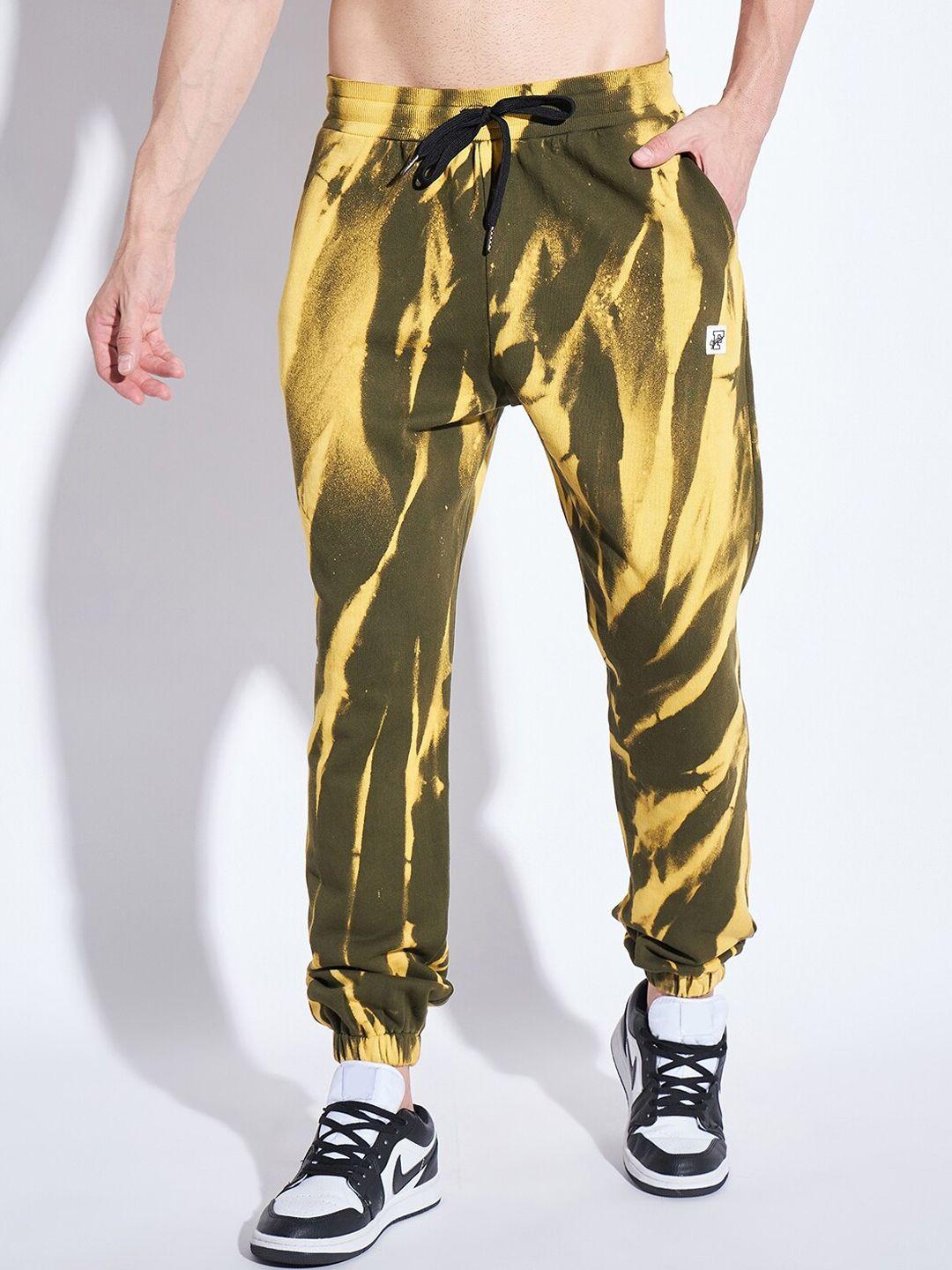 fugazee men tie and dye mid rise cotton relaxed fit joggers