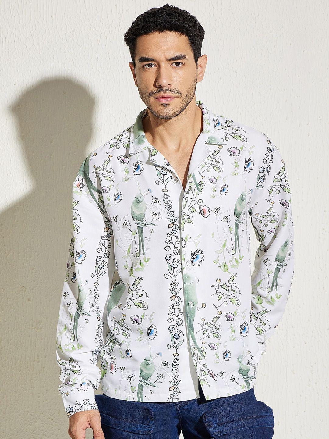 fugazee relaxed floral printed spread collar casual shirt