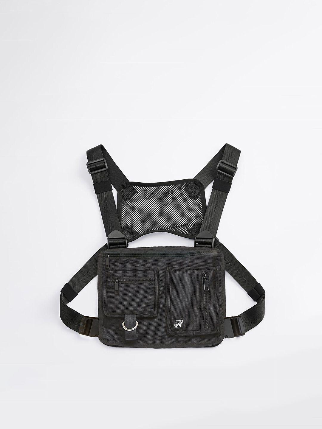 fugazee unisex black pocket utility chest rig backpack