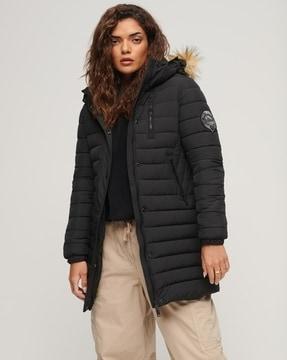 fuji hooded mid-length puffer jacket