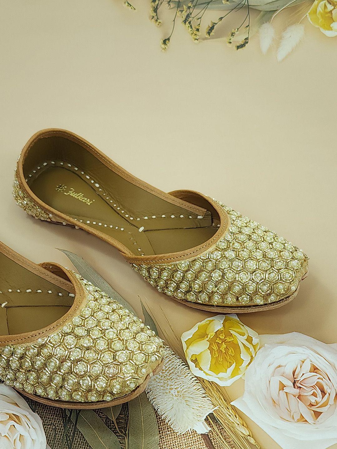 fulkari embellished ethnic mojaris flats