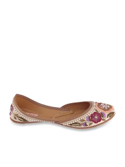 fulkari women's buttercup blush pink ethnic juttis