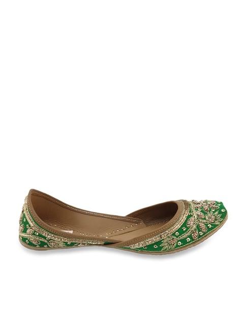 fulkari women's murraya green ethnic juttis