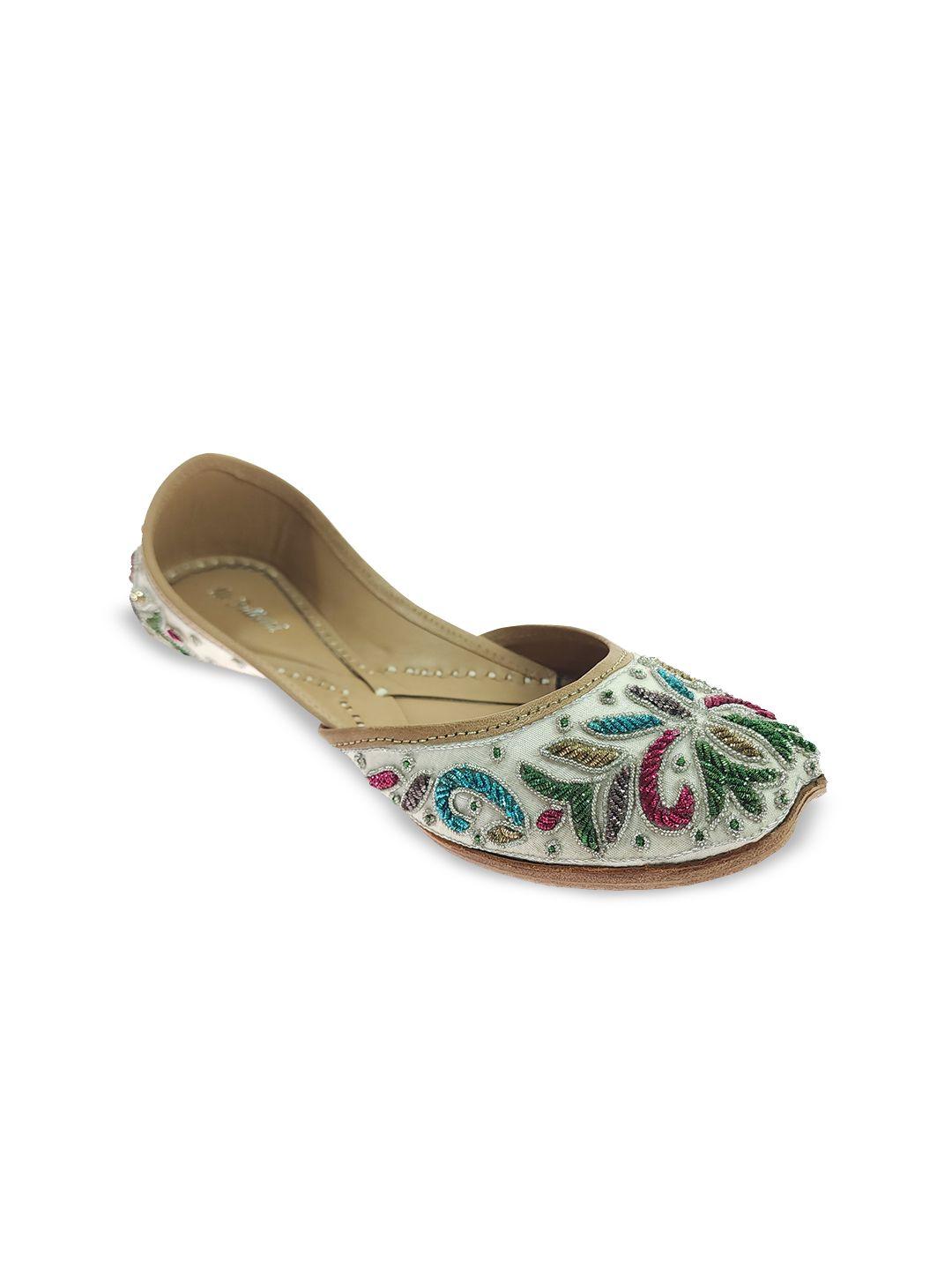 fulkari women embellished ethnic leather mojaris