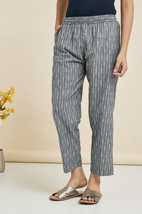 full length flex woven women's pants - grey