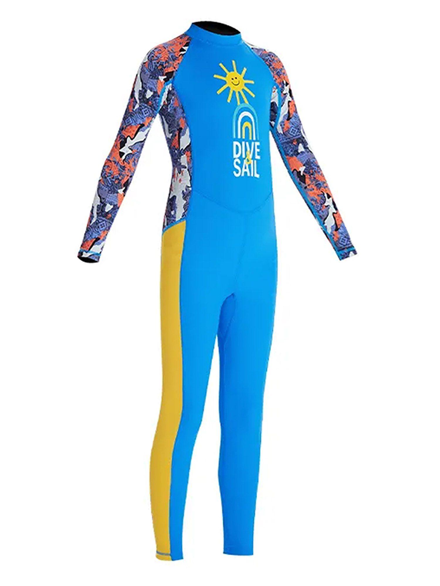 full sleeves swimwear blue sunshine printed full length upf 50