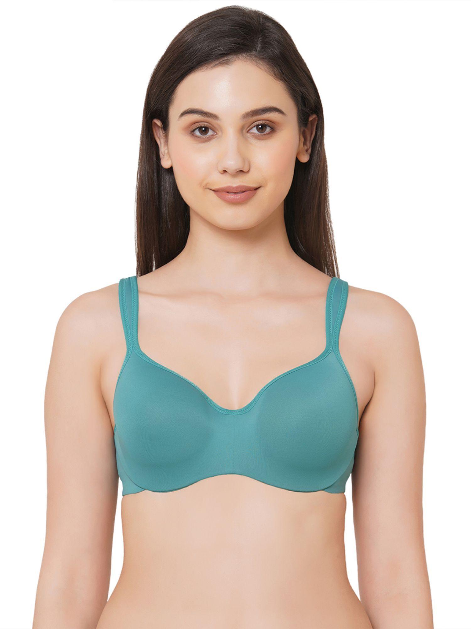full coverage padded wired sweetheart neckline seamless cups bra-teal