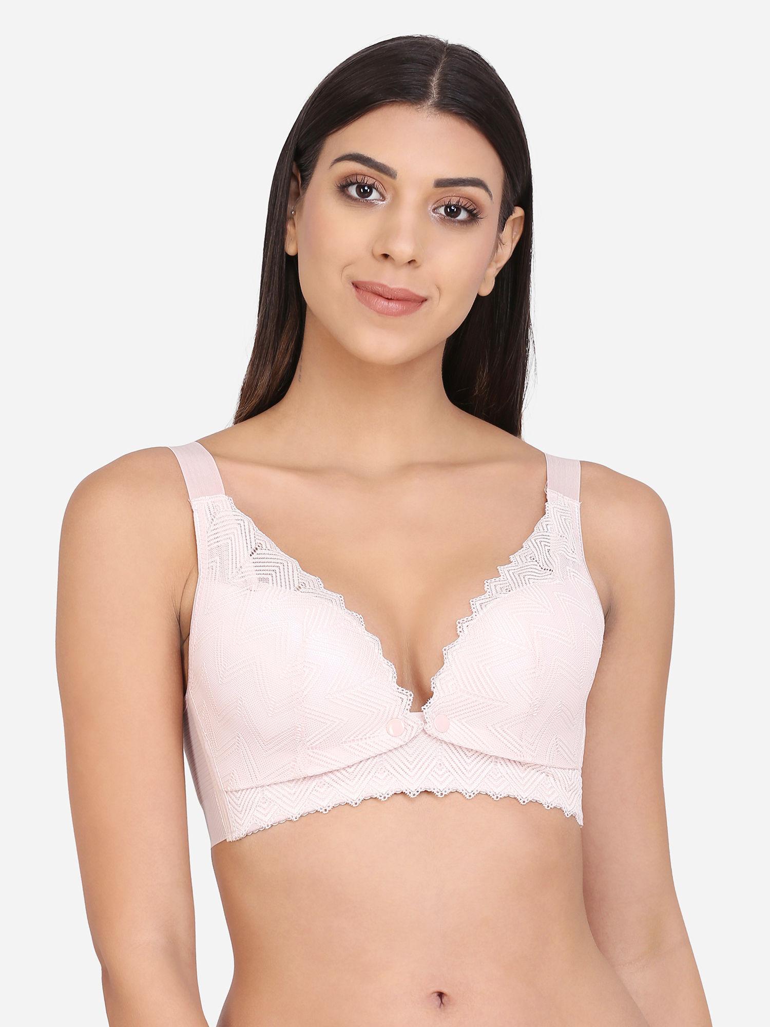 full coverage seamless micro fabric lightly padded breathable maternity bra- peach