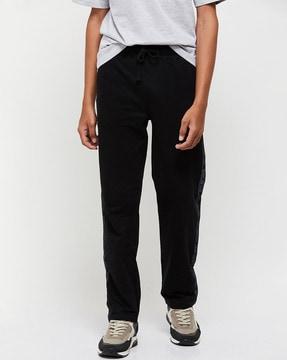 full-length track pants with drawstring waist