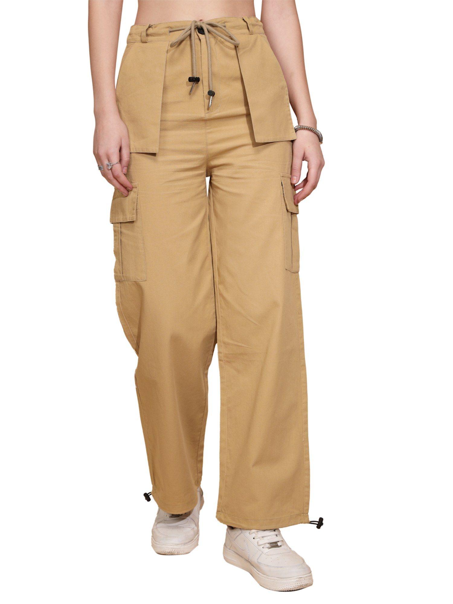 full length cotton blend cargo pant for women