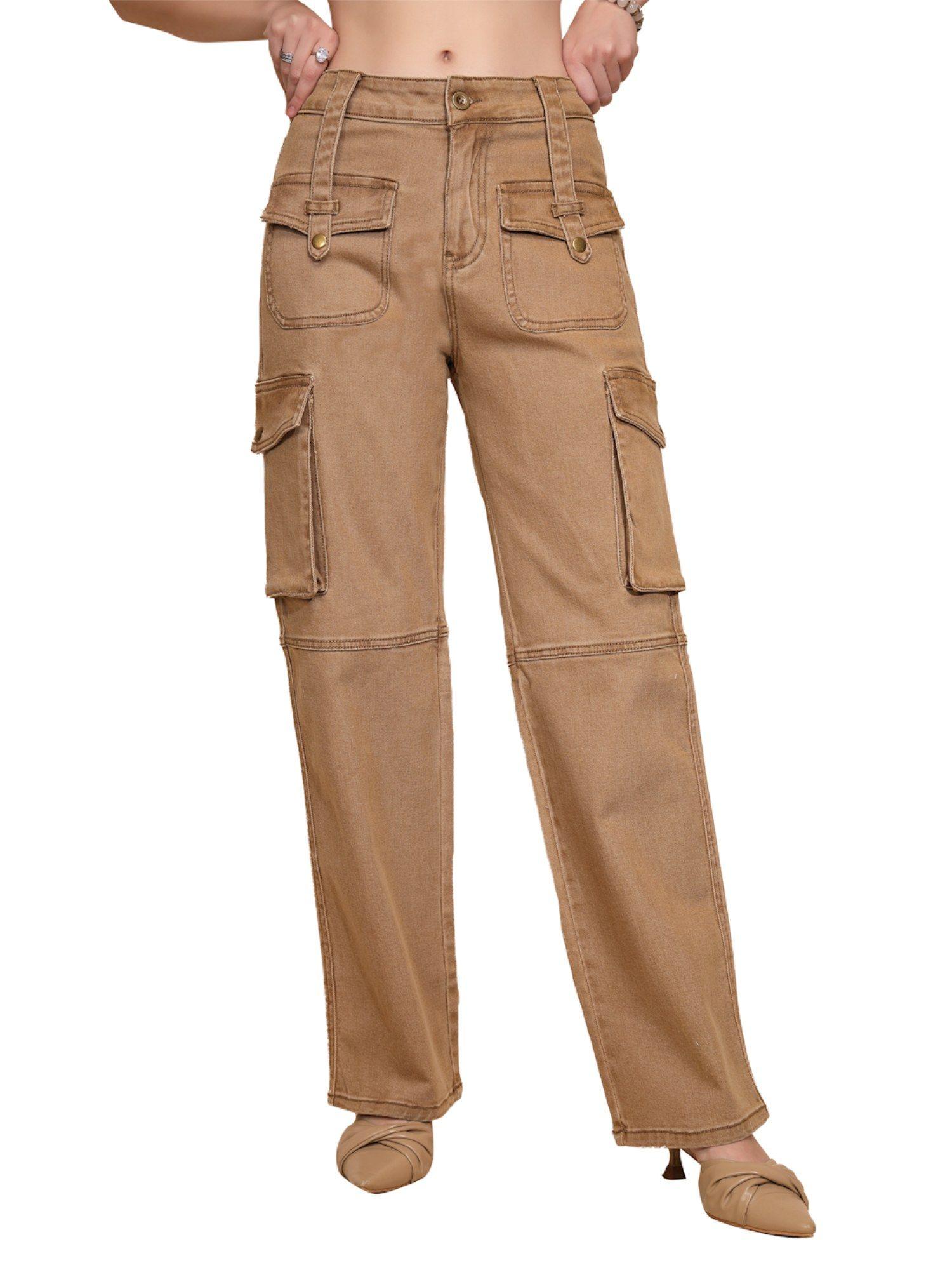 full length cotton cargo pant for women