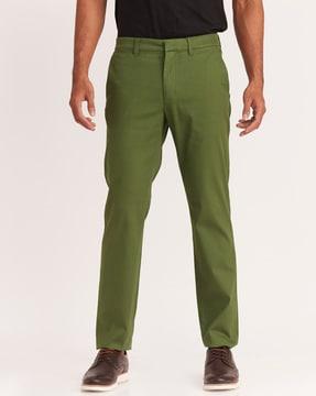 full-length flat-front chinos