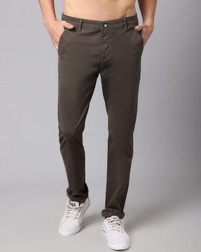 full-length flat front trousers