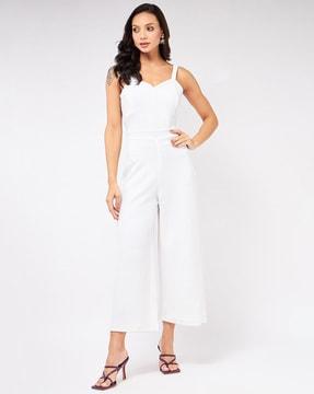 full-length jumpsuit with sweet-heart neck