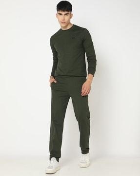 full length lounge pants with patch logo