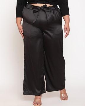 full-length satin pants