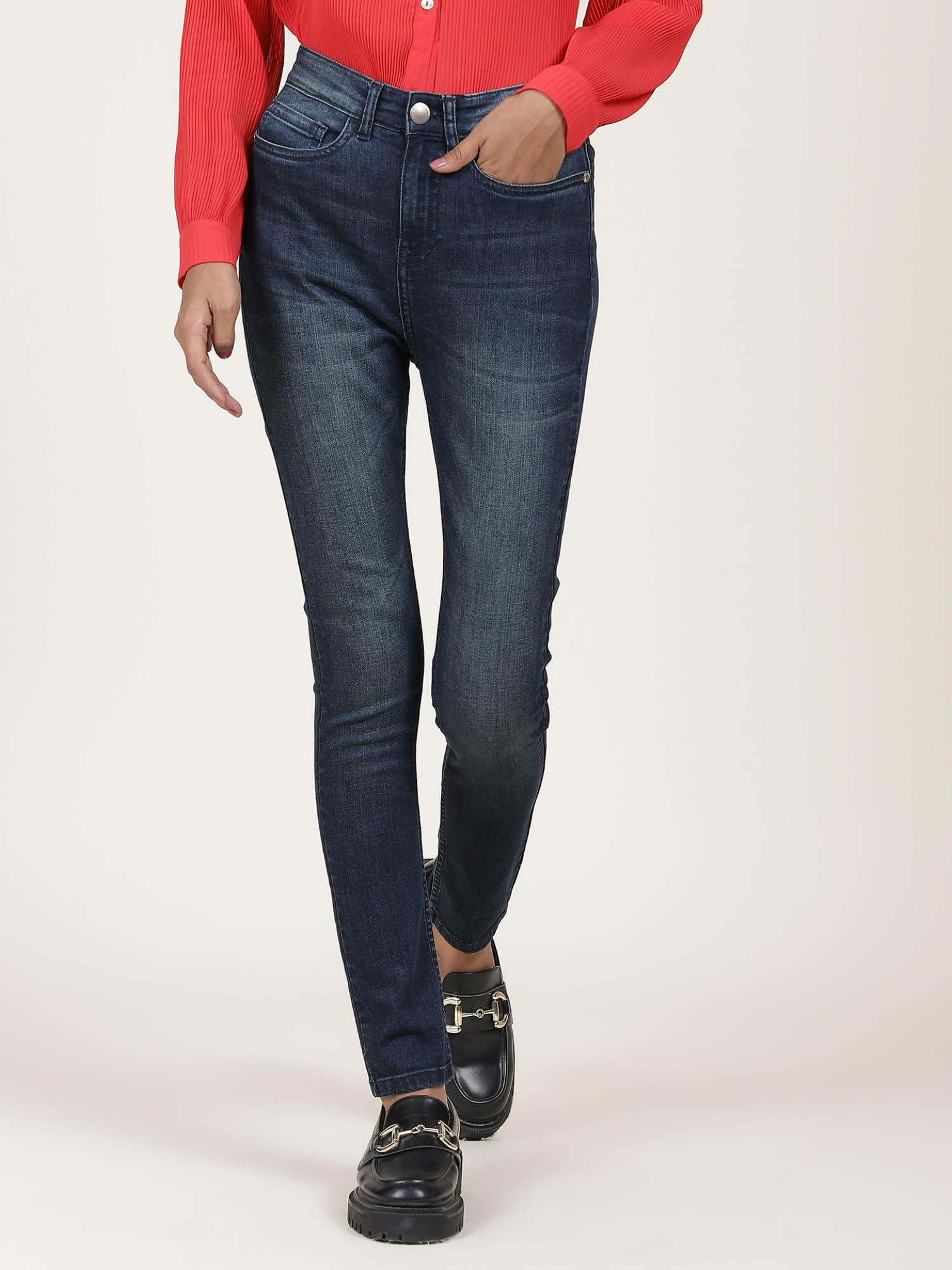 full length skinny fit high rise denims