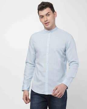 full-length sleeve shirt with mandarin collar