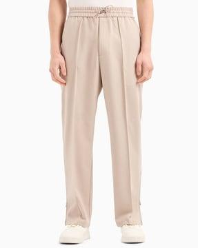 full-length trousers with single-pleat