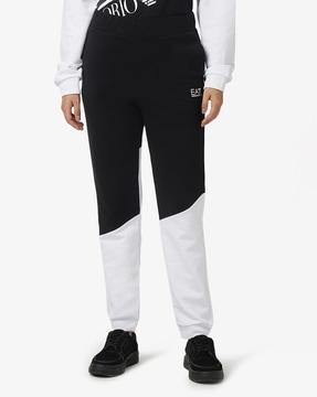 full-length two-tone regular fit track pants