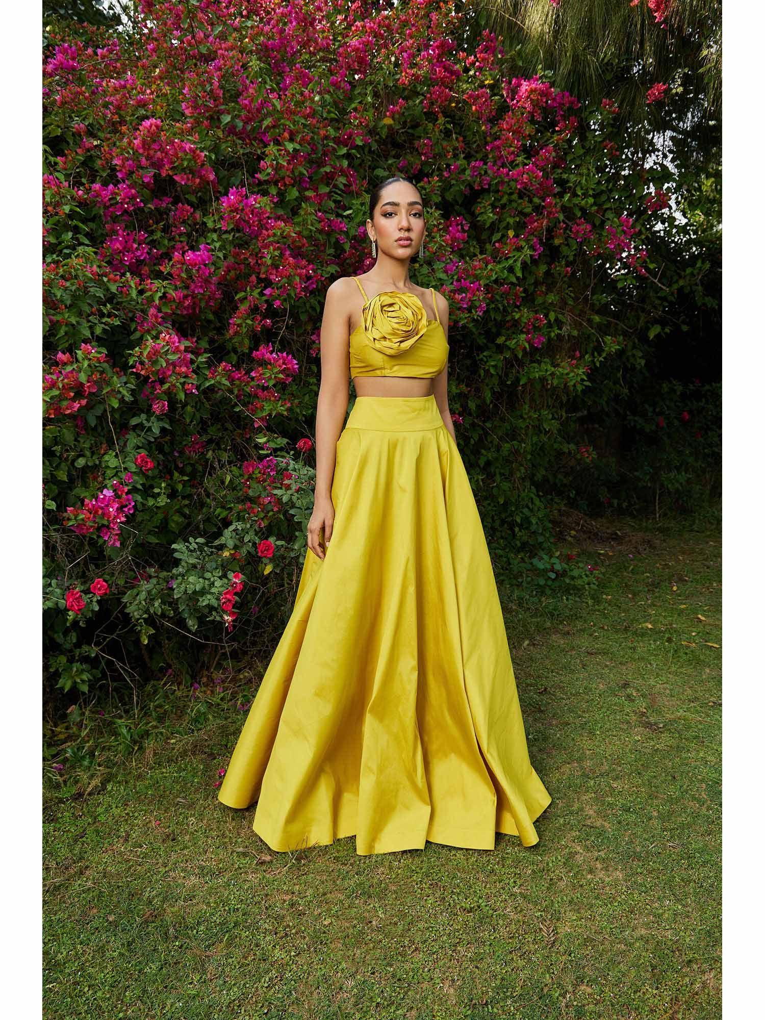 full length yellow 'pheonix skirt