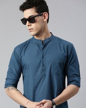 full-sleeve shirt kurta with patch pocket
