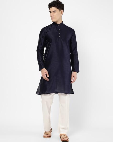 full-sleeve band-collar kurta