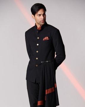 full-sleeve bandhgala jacket with button closure