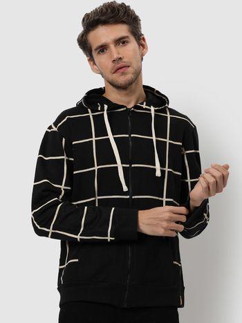 full sleeve checkered hooded sweatshirt