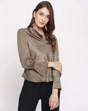 full-sleeve collar-neck top