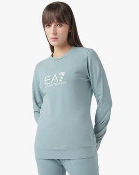 full-sleeve crew-neck maxi logo regular fit sweatshirt