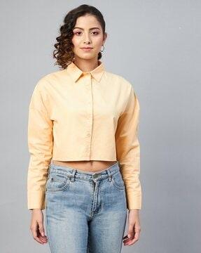 full-sleeve crop shirt