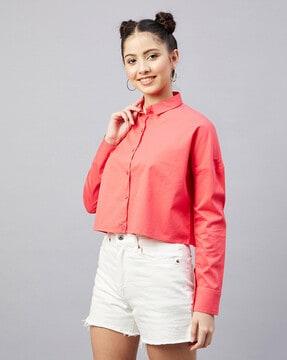 full-sleeve crop shirt