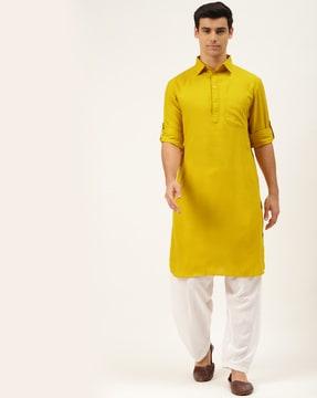 full-sleeve kurta with collar-neck