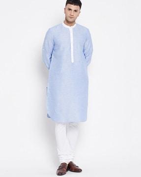 full sleeve kurta with mandarin collar