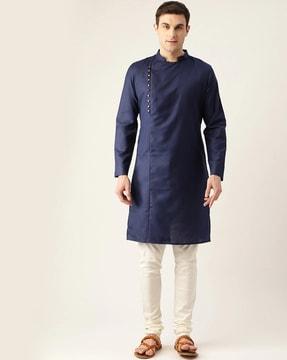 full-sleeve kurta with mandarin-neck