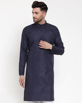 full-sleeve long kurta with patch pocket