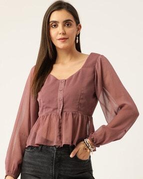 full-sleeve peplum top