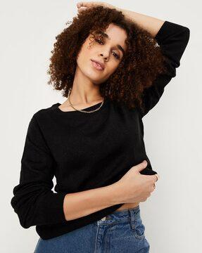 full-sleeve round-neck sweater