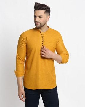 full-sleeve shirt kurta with patch pocket