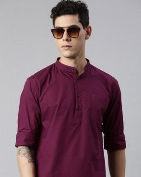 full-sleeve shirt kurta with patch pocket