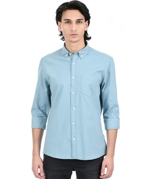 full sleeve shirt with button-down collar