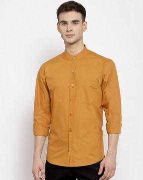 full sleeve shirt with mandarin collar