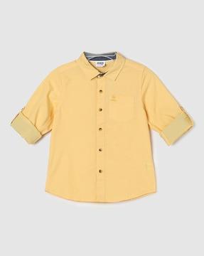 full sleeve shirt with spread-collar