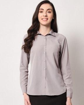 full sleeve shirt with spread collar