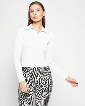 full-sleeve speard-collar top