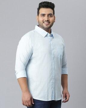 full-sleeve spread-collar shirt