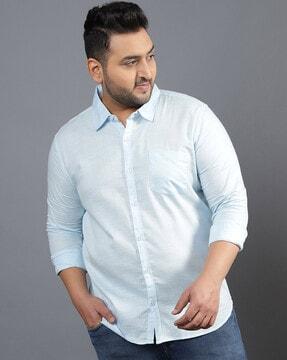 full-sleeve spread-collar shirt